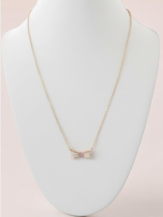 Kate Spade Jewelry - KATE SPADE “READY SET BOW” Bowtie Necklace Rose Gold Chain and Fixed Pendant 19”